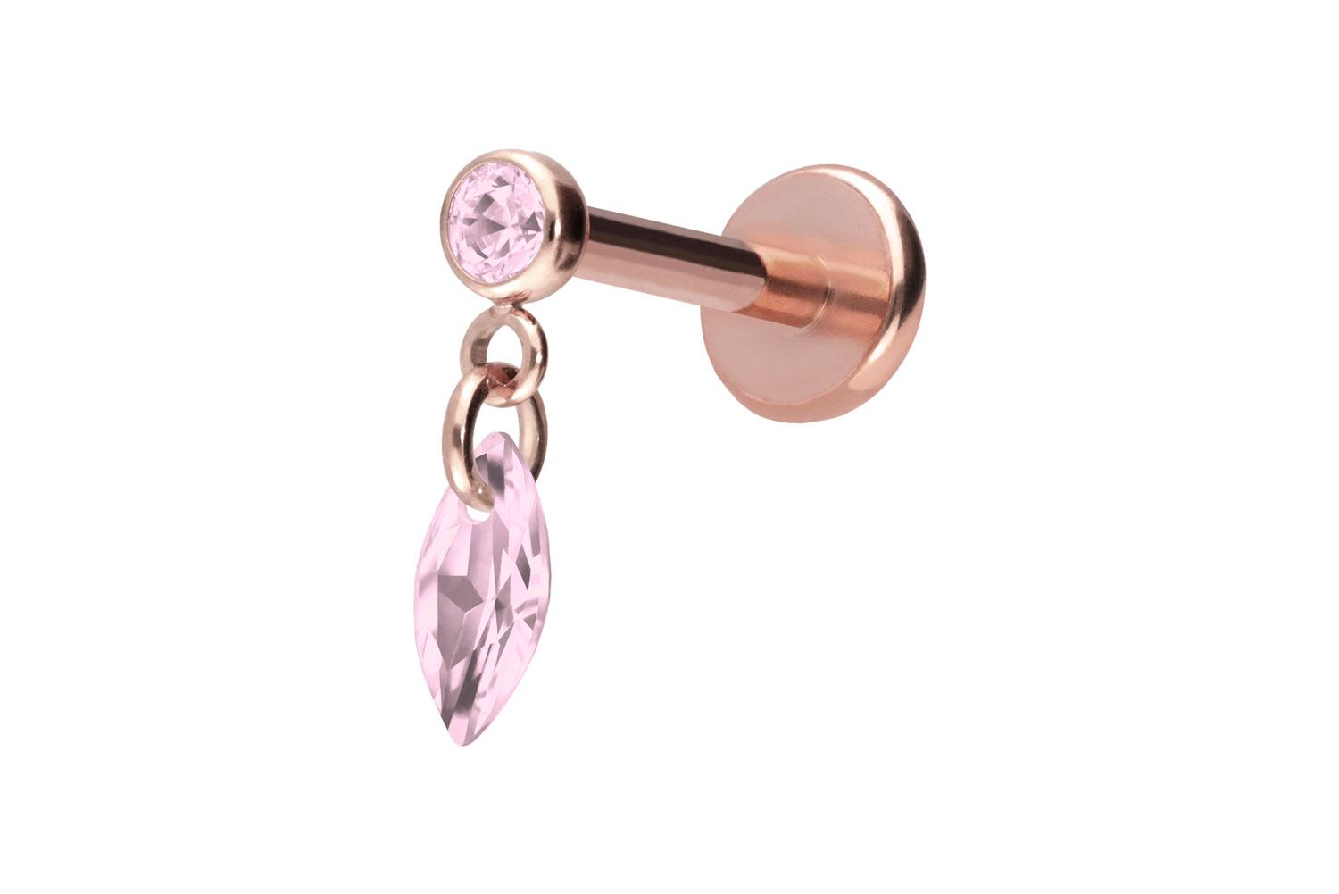 Titan Labret Piercing mit Push Fit KRISTALLOVAL